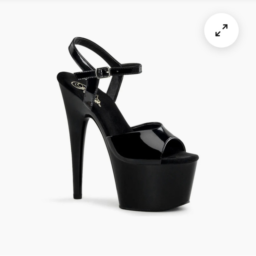 Pleaser sky 7” black patent pole heels